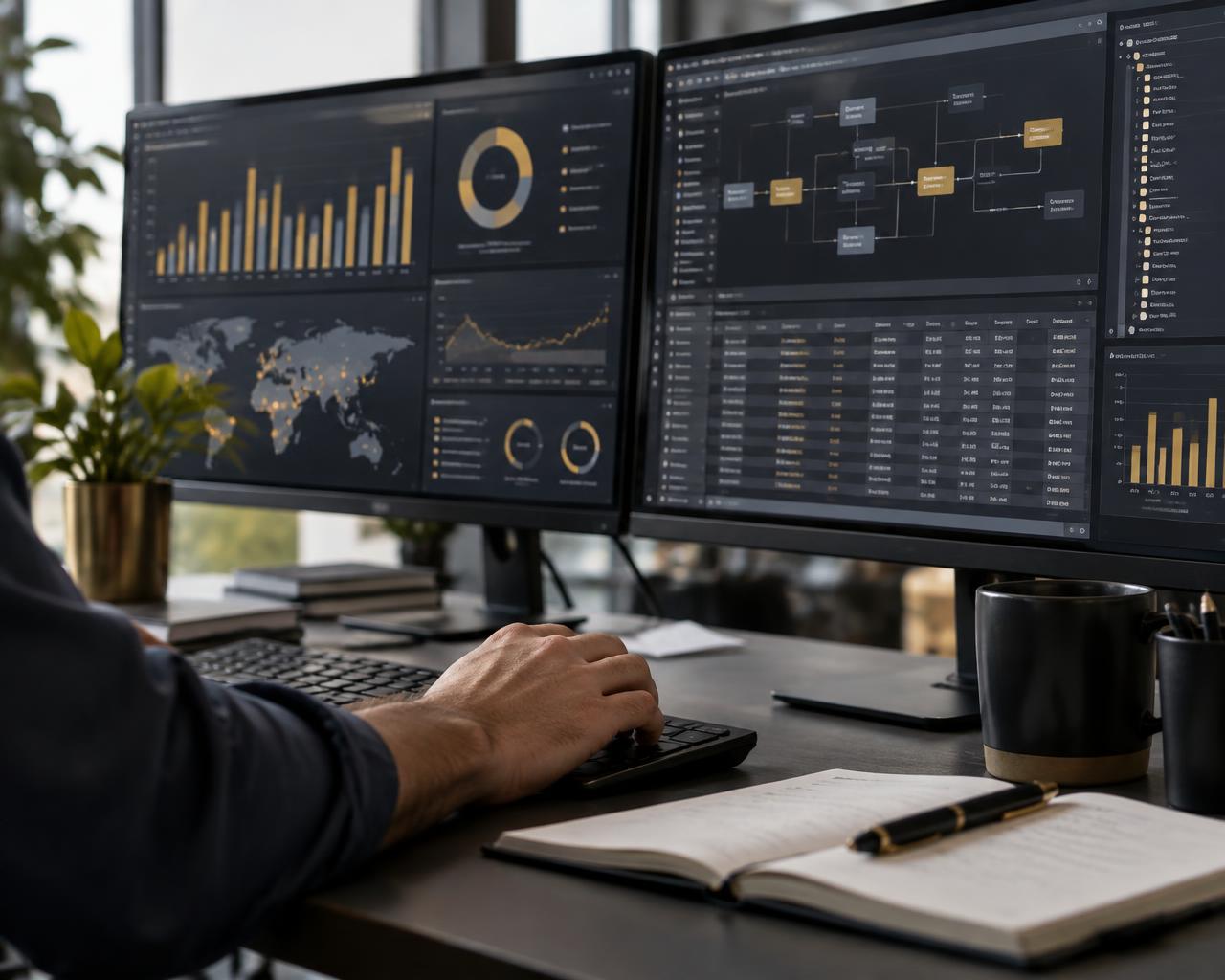 Connected process diagrams and business analytics on a digital workstation
